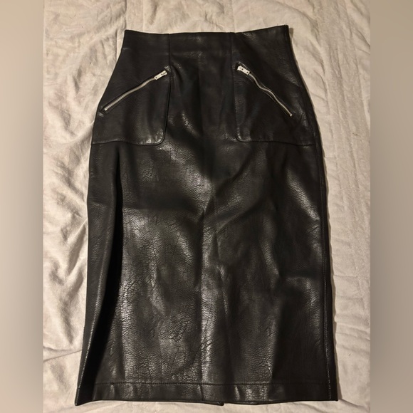 Zara Dresses & Skirts - Zara Black Leather Skirt with Chic Details